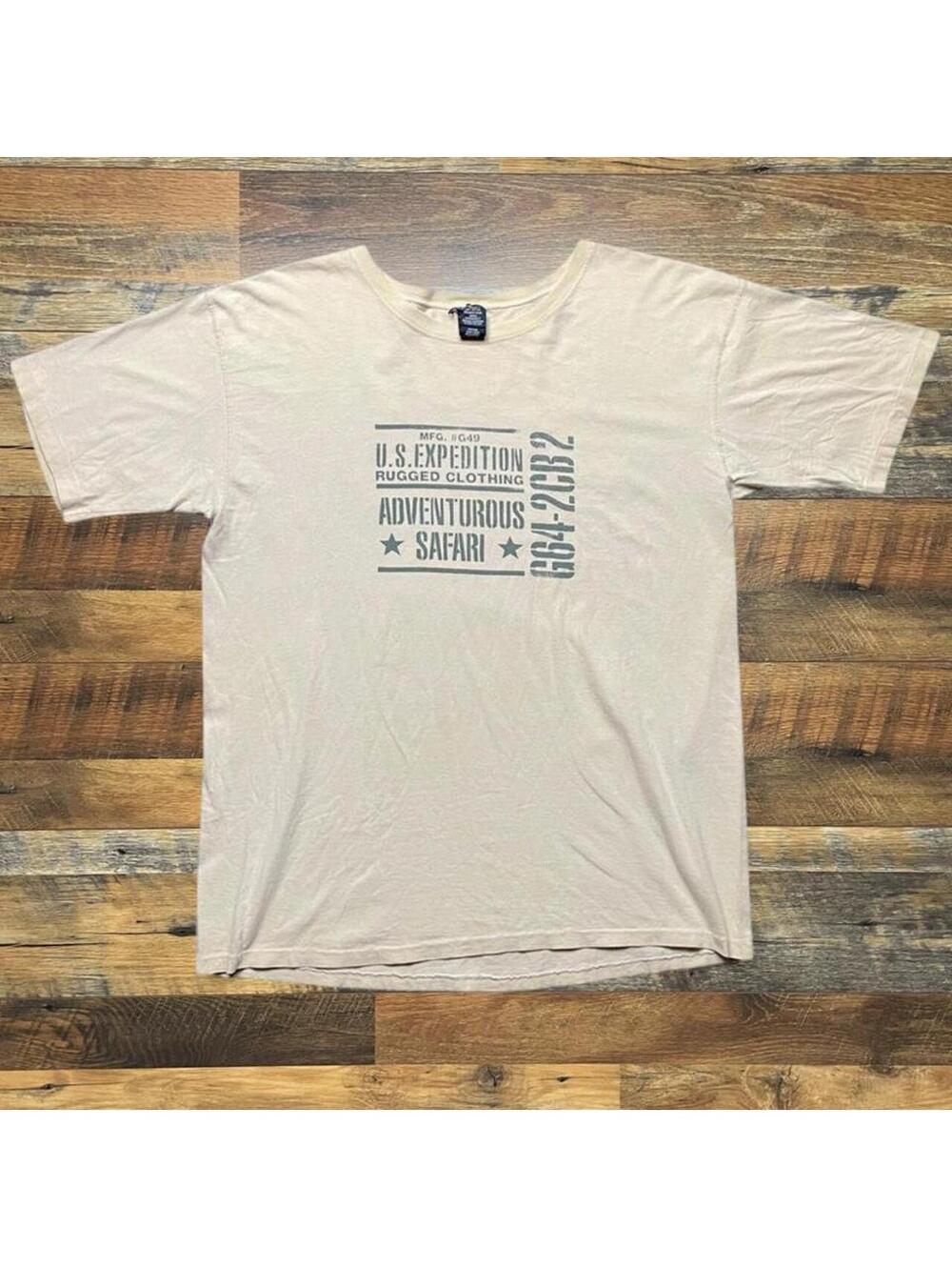 Vintage 90s GAP US Expedition MFG Safari Single Stitch T-Shirt Size 2XL.